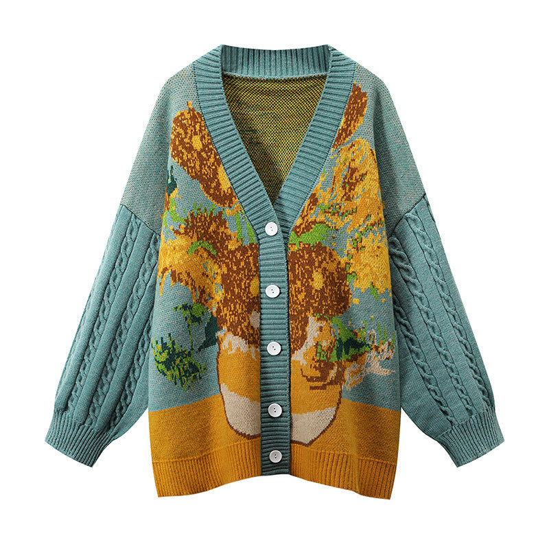 Van Gogh Vintage Cardigan Knit Sweater