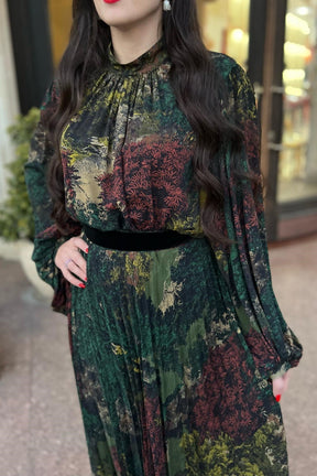 SILK DARK GREEN MAXI DRESS