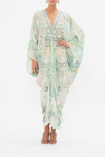 LUXURIOUS SILK CAPE MAXI DRESS