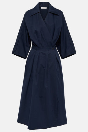 NAVY SHIRT MIDI DRESS