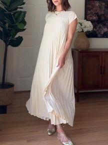 PLEATED CASUAL MAXI DRESS