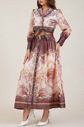 VINTAGE SILK PRINTED TWO-PIECE SET