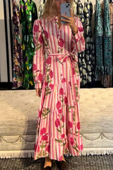 ROSE PRINT SHIRT MAXI DRESS