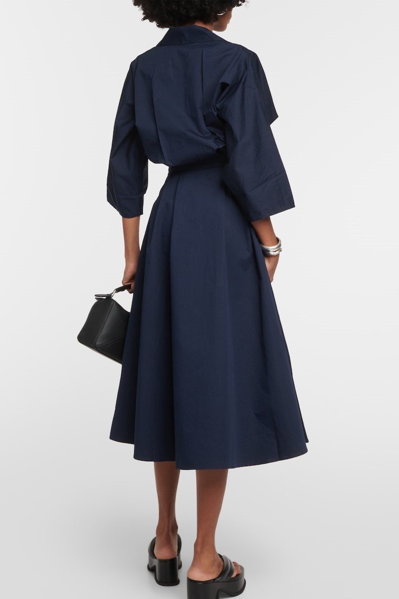 NAVY SHIRT MIDI DRESS