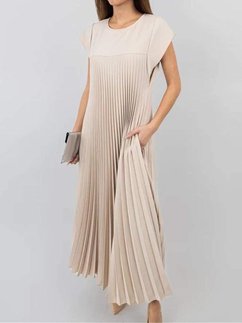 PLEATED CASUAL MAXI DRESS