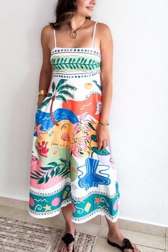 HOLIDAY PRINT MIDI DRESS