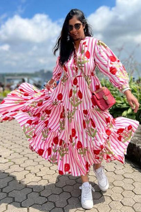 ROSE PRINT SHIRT MAXI DRESS