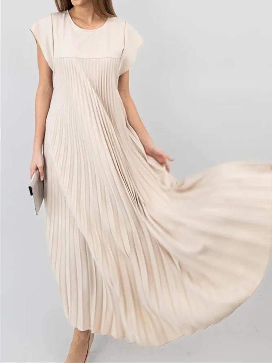 PLEATED CASUAL MAXI DRESS