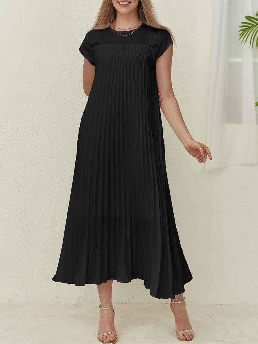 PLEATED CASUAL MAXI DRESS