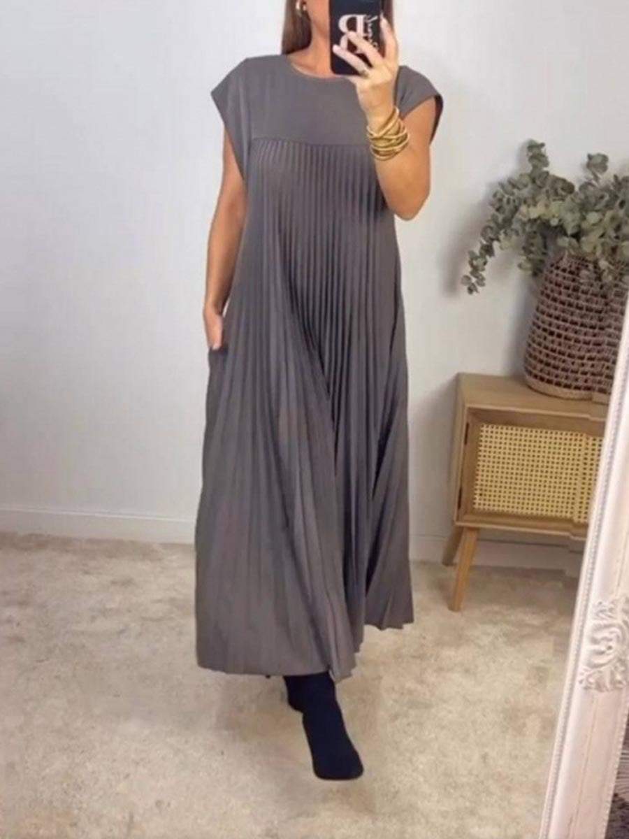 PLEATED CASUAL MAXI DRESS