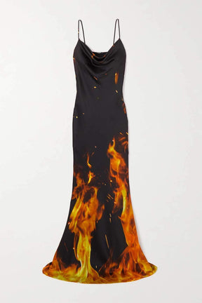 FLAME PRINT SLING DRESS