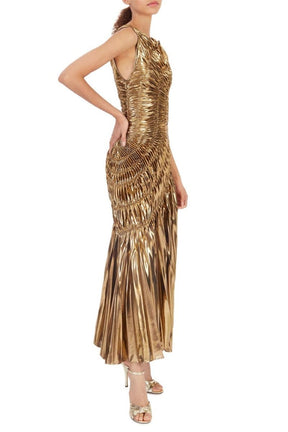 GOLD REFLECTIVE MIDI DRESS