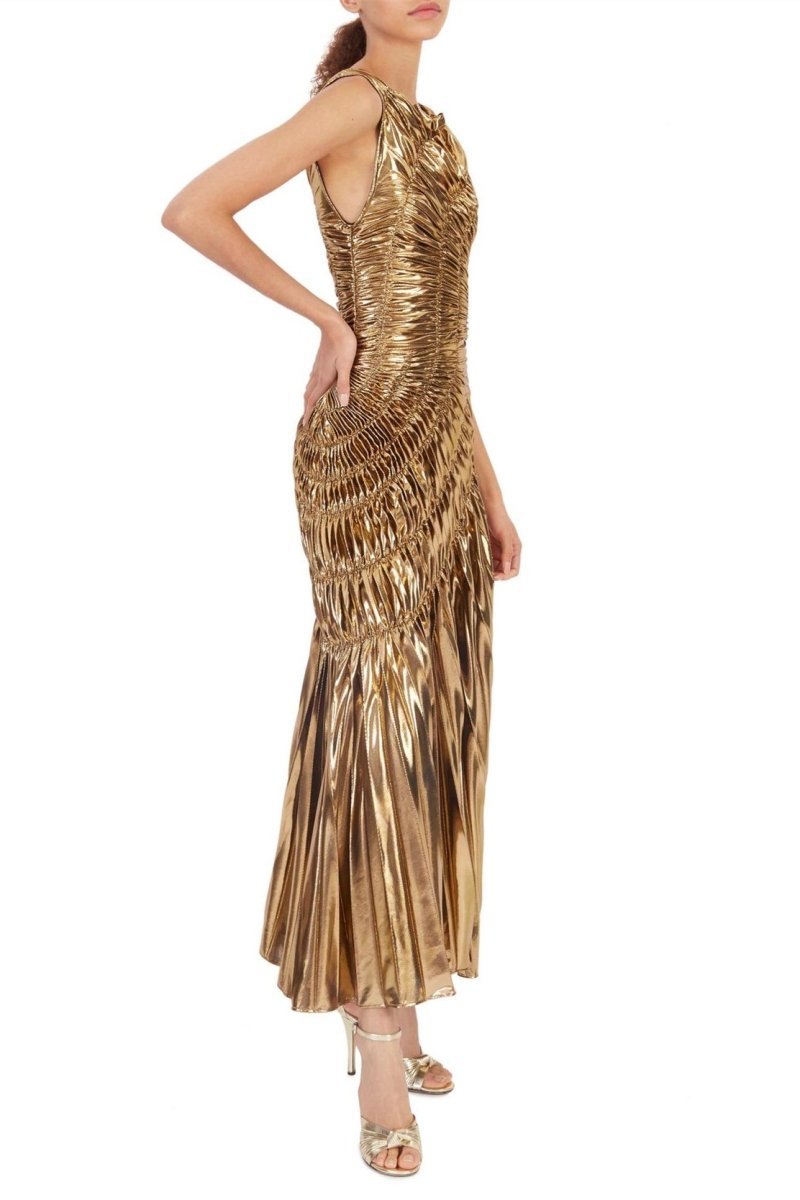 GOLD REFLECTIVE MIDI DRESS