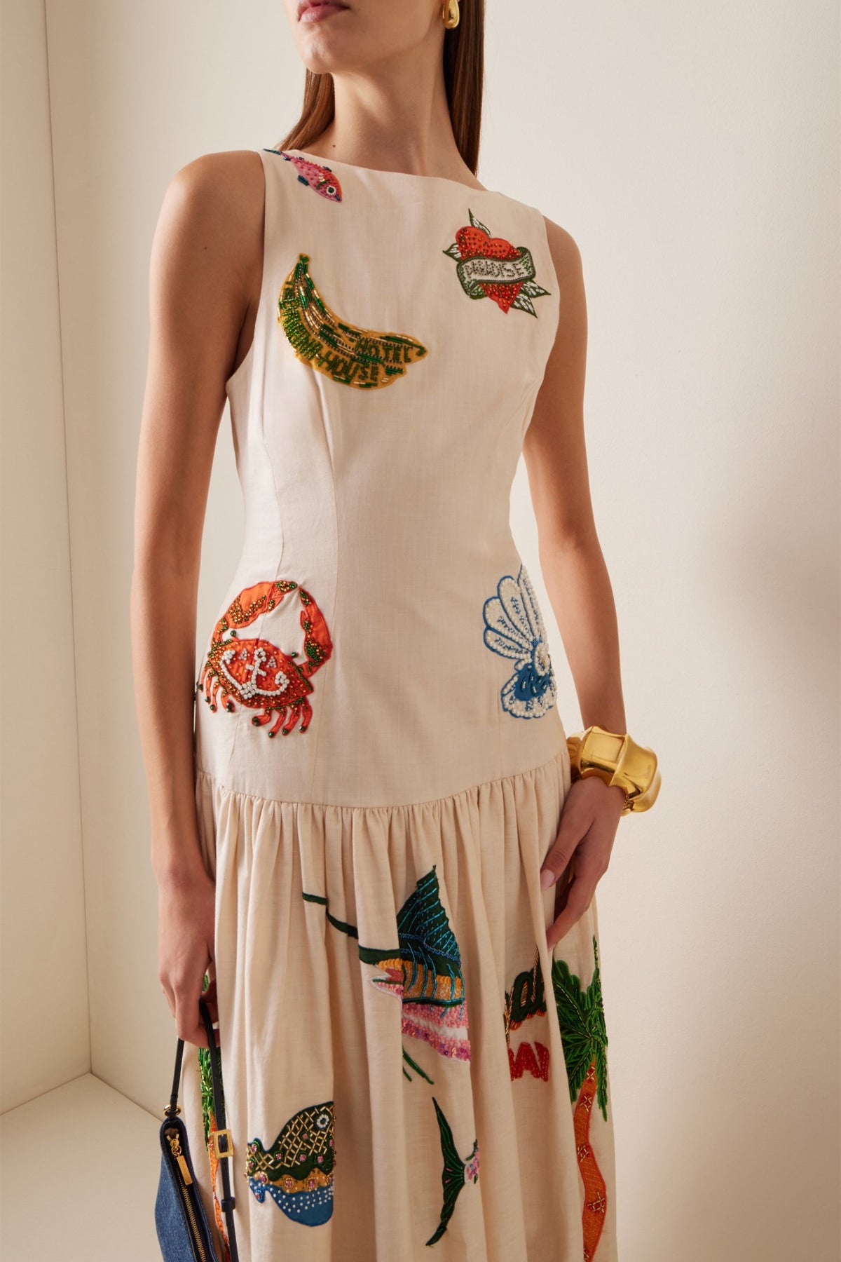 POLLY PRINTED SLEEVELESS MIDI DRESS