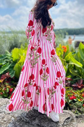 ROSE PRINT SHIRT MAXI DRESS