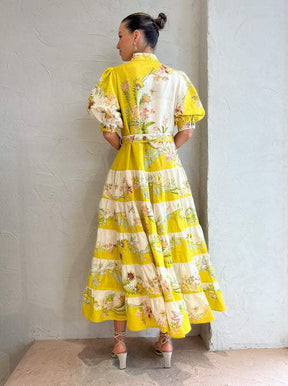 LEMON CREAM VINTAGE MIDI DRESS