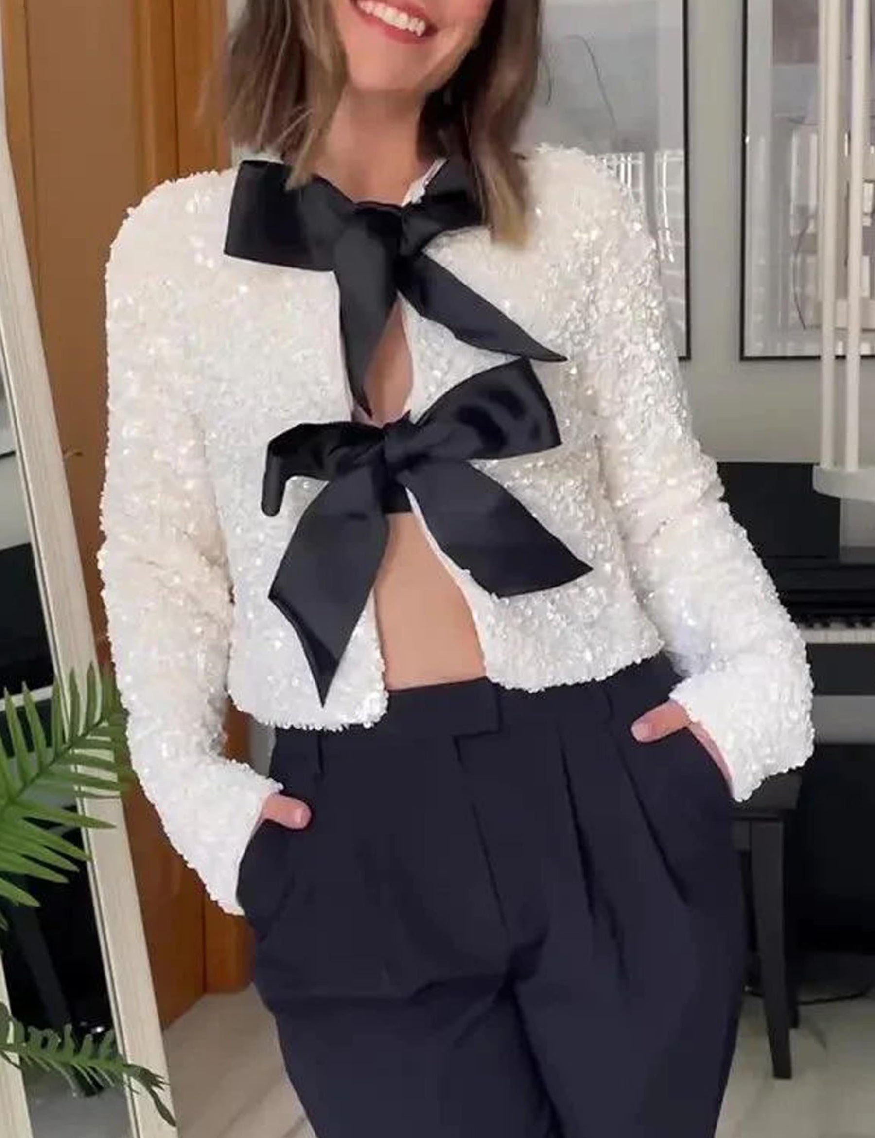 BOW SEQUIN TOP