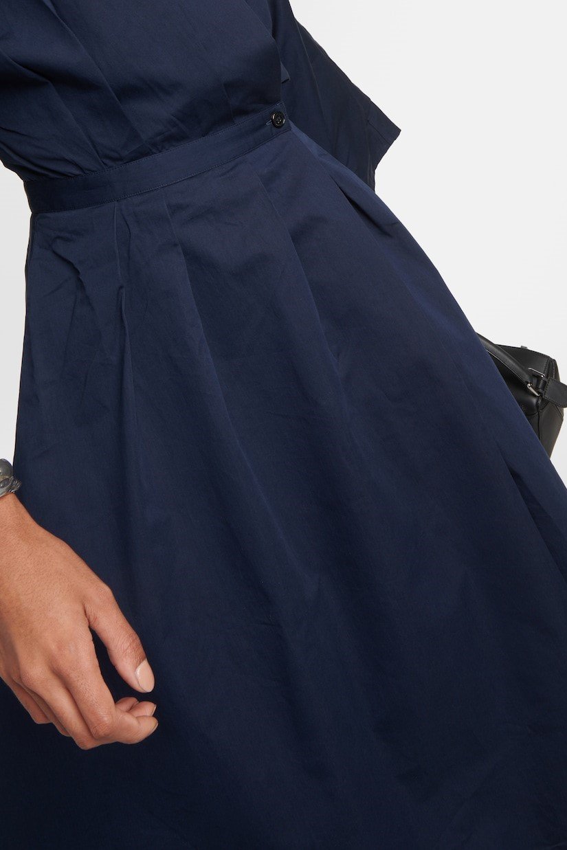 NAVY SHIRT MIDI DRESS