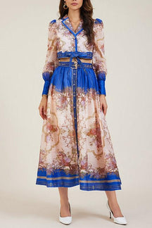 VINTAGE SILK PRINTED TWO-PIECE SET