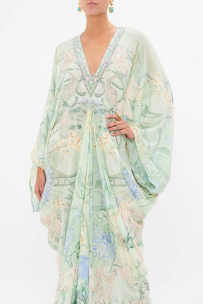 LUXURIOUS SILK CAPE MAXI DRESS