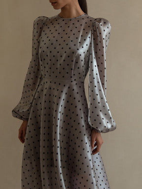 POLKA DOT LONG SLEEVE MIDI DRESS