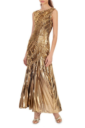 GOLD REFLECTIVE MIDI DRESS