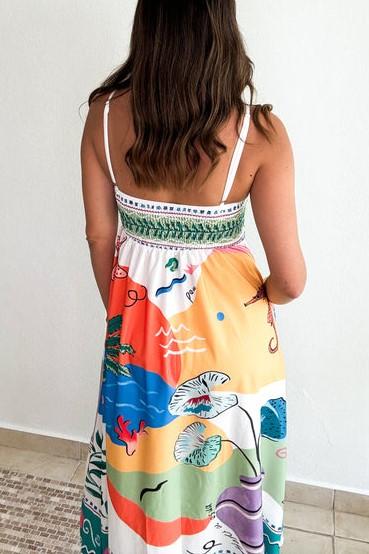 HOLIDAY PRINT MIDI DRESS