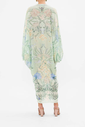 LUXURIOUS SILK CAPE MAXI DRESS