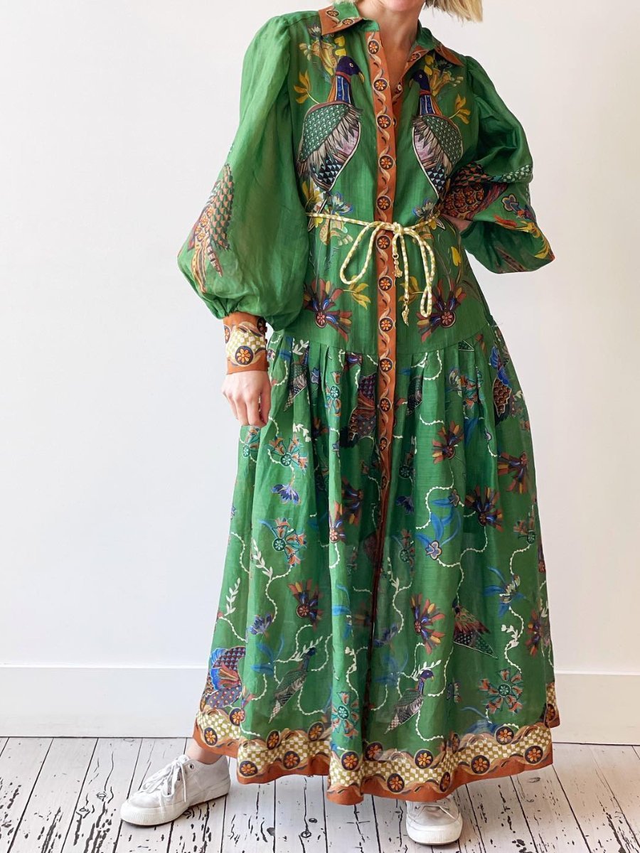 EMERALD GREEN SHIRT MAXI DRESS
