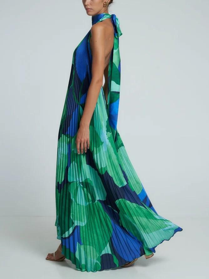 HALTER NECK INK DYED MAXI DRESS