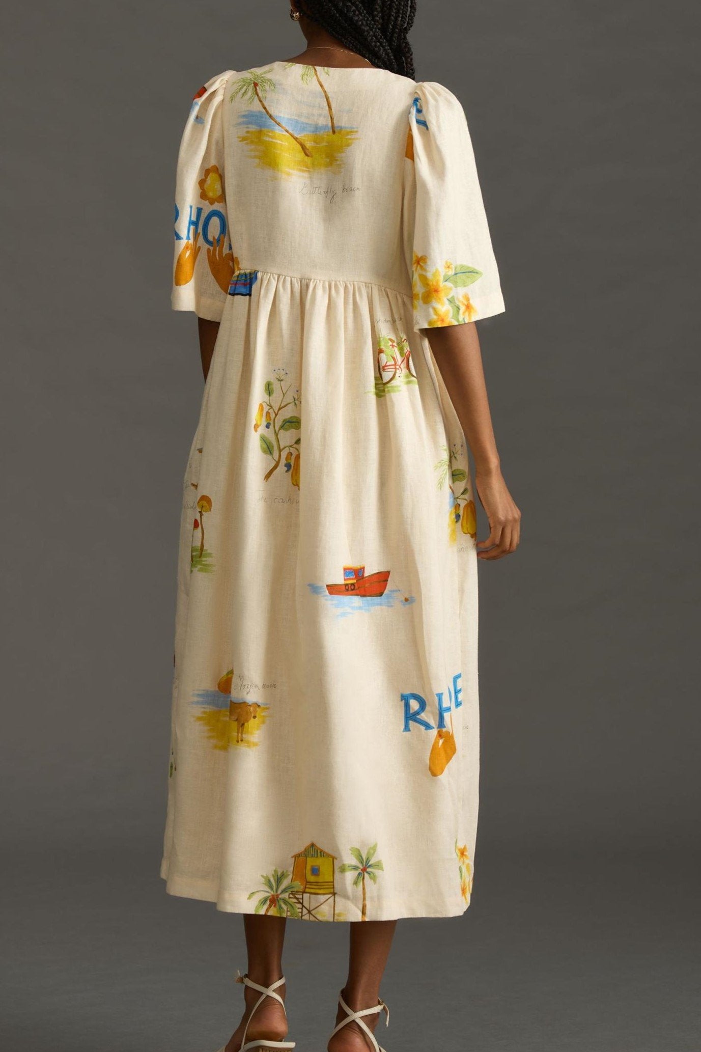 SUMMER COMPLEX LINEN MIDI DRESS