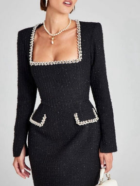 ELEGANT U-NECK BEADED DRESS