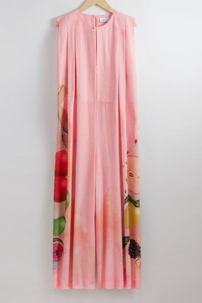 PINK FLOATY PRINTED JUMPSUIT