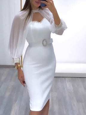 ELEGANT RHINESTONE BELT DRESS