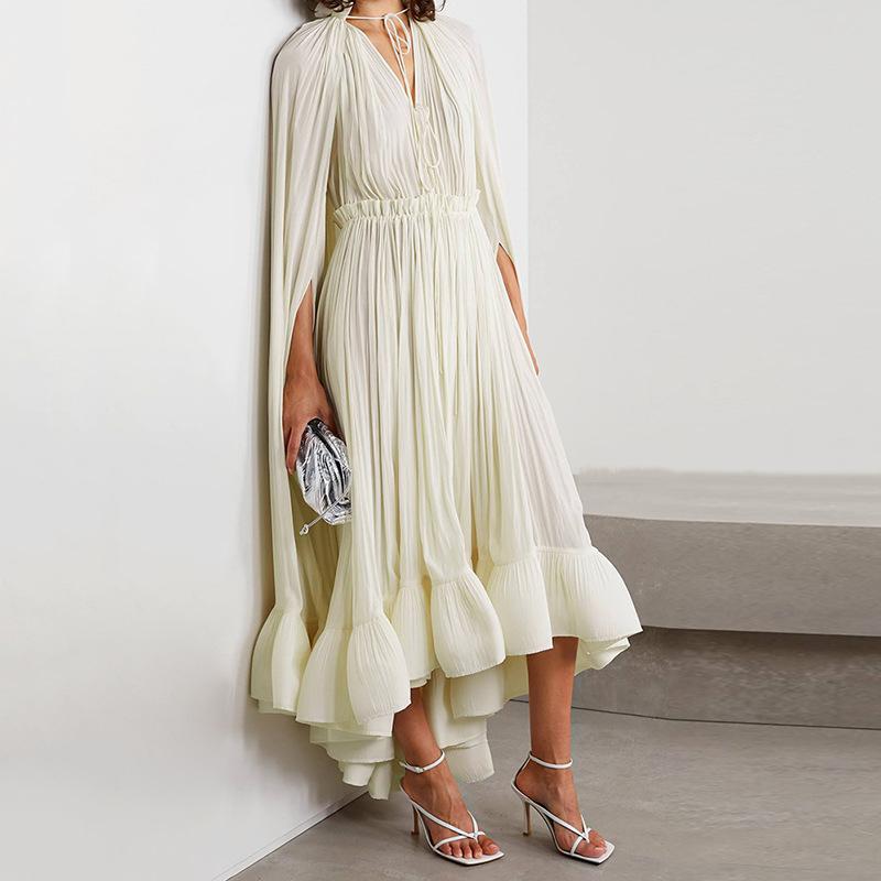 CAPE RUFFLE DRESS