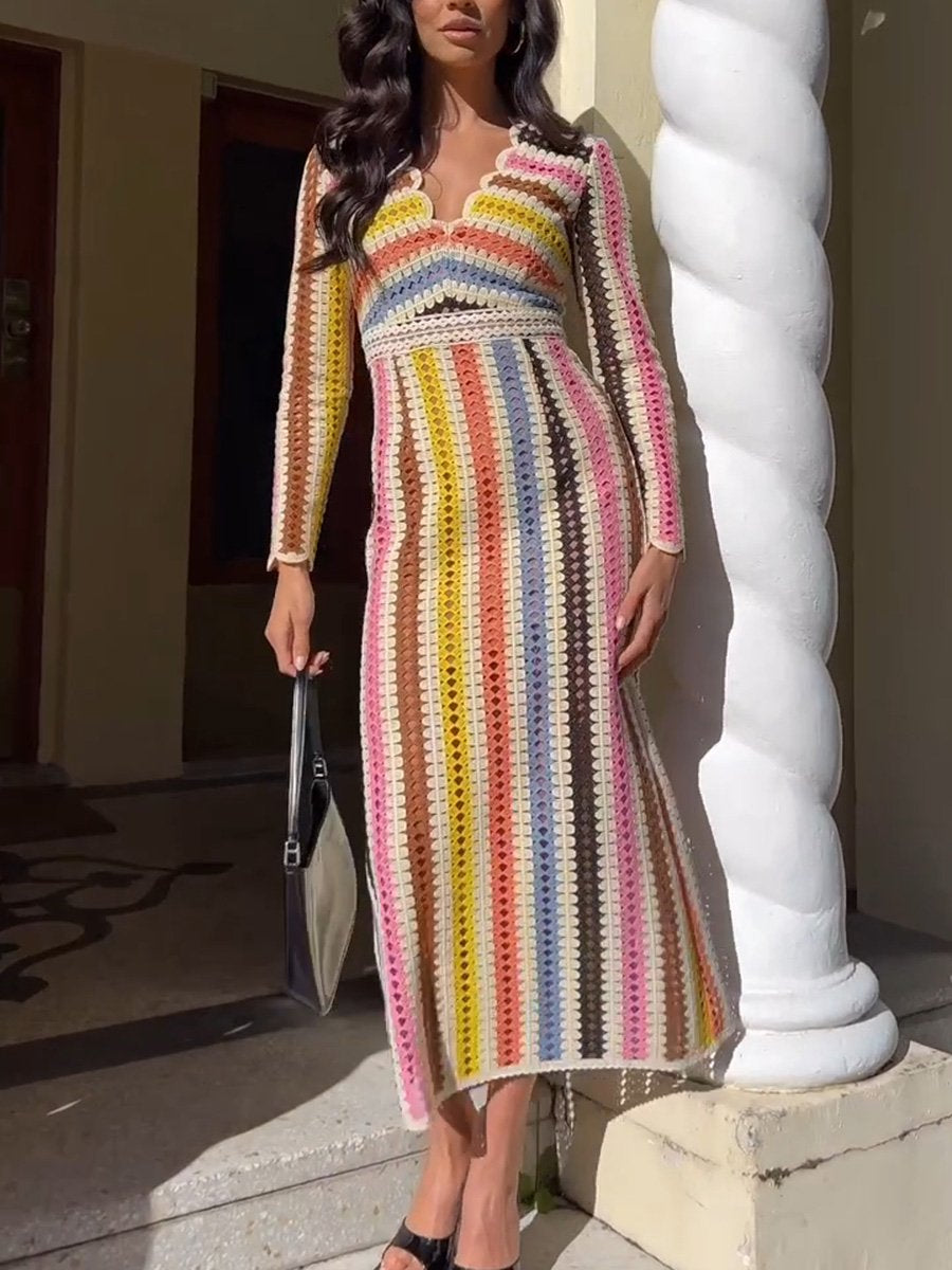 COLORFUL KNITTED SKIRT SUIT