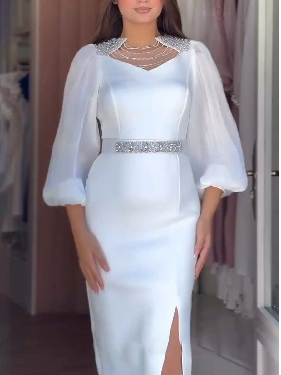 FASHIONABLE RHINESTONE BELT DRESS