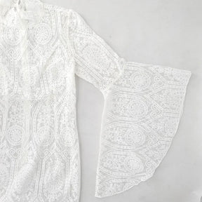 Lace Embroidered Bell Sleeve Dress