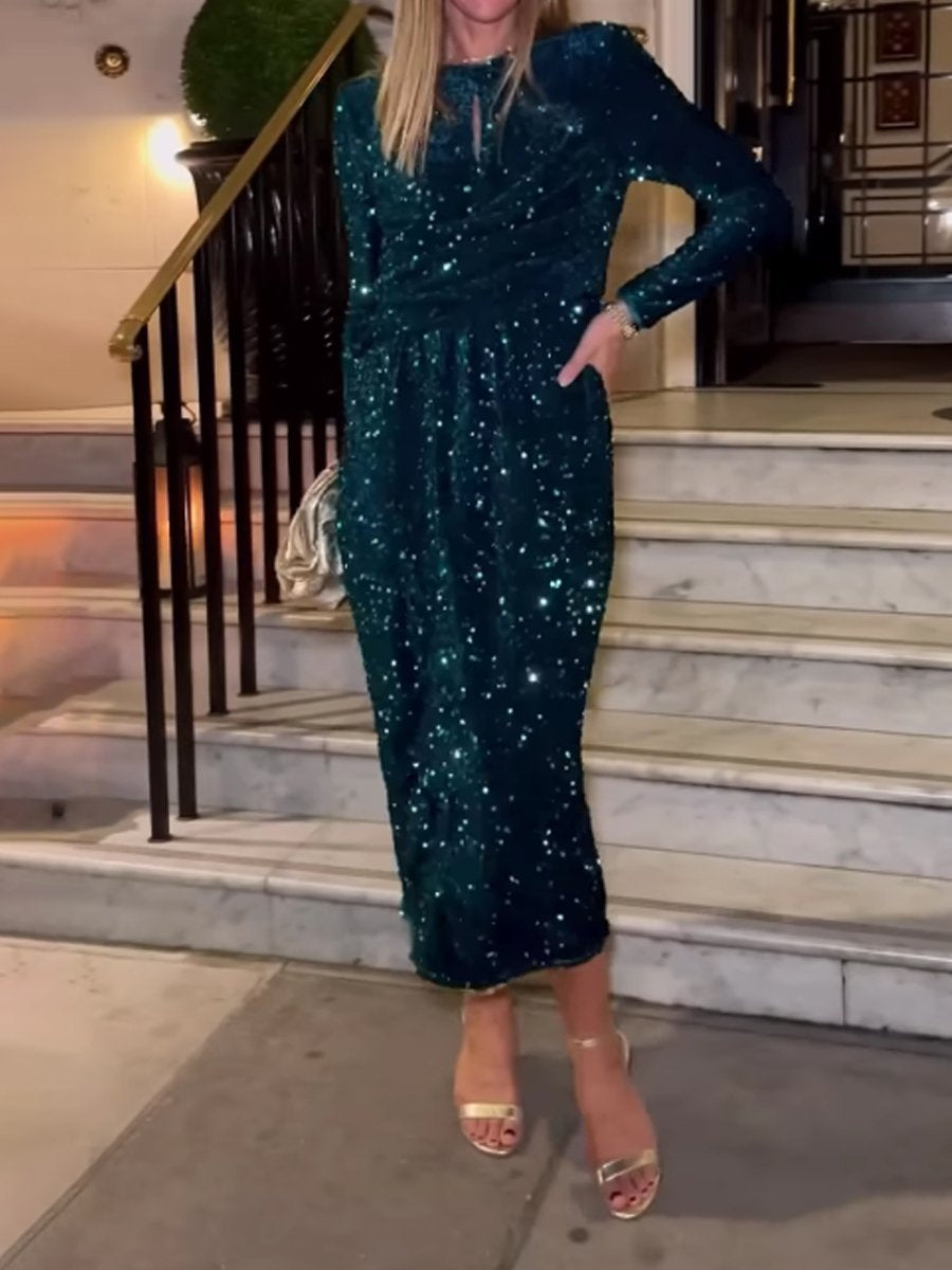 SEQUIN VELVET PARTY MIDI DRESS