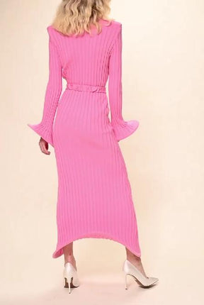 Creative Knitted Ribbed Dress