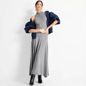 WOOL SLEEVELESS MAXI DRESS