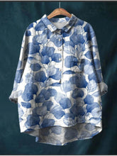 S121707 Printed Lapel Blouse