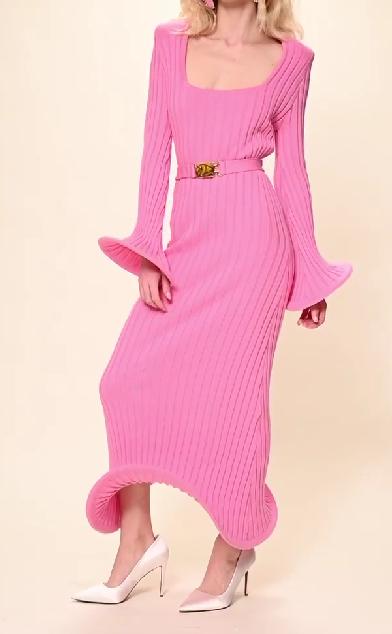 Creative Knitted Ribbed Dress