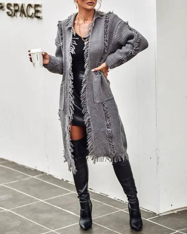GRAY KNITTED COAT