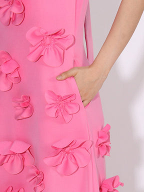 SPLICED 3D FLOWER SLIM DRESS