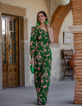 GREEN LEAF PRINT JUMPSUIT