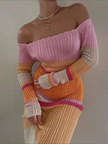 Square Collar Knit Dress