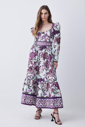 Purple Flower Printed Maxi Dress