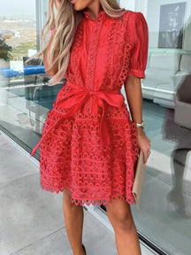 Lace Stitching Mini Dress
